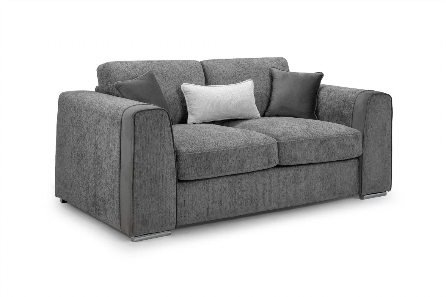 Grey Chenille Fabric Upholstered 2 Seater Sofa - Home Furniture Interiors