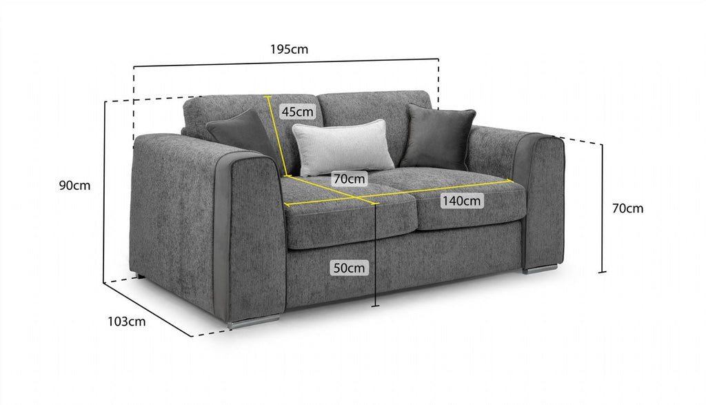 Mocha Chenille Fabric Standard Back 2 Seater Sofa - Home Furniture Interiors