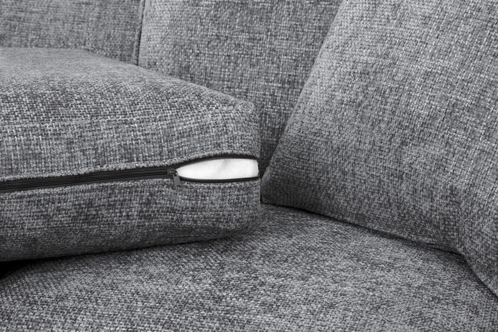 Slate Grey Fabric 2 Seater Sofa Walnut Wooden Feet - Home Furniture Interiors