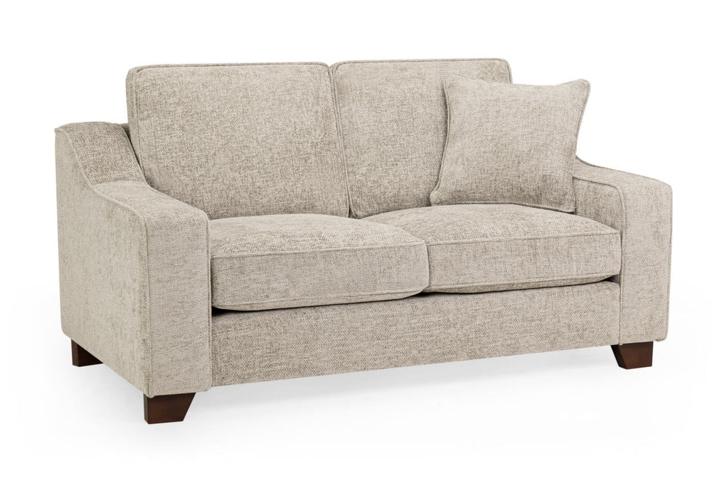 Stone Fabric 2 Seater Sofa Standard Back Dark Wooden Feet - Home Furniture Interiors