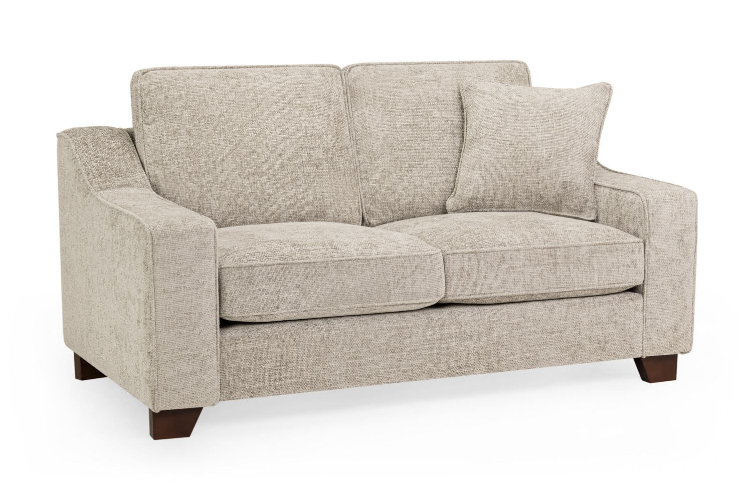 Stone Fabric 2 Seater Sofa Standard Back Dark Wooden Feet - Home Furniture Interiors