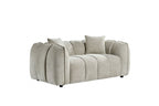 Beige Fabric Channel Tufted Design 2 Seater Sofa - Home Furniture Interiors