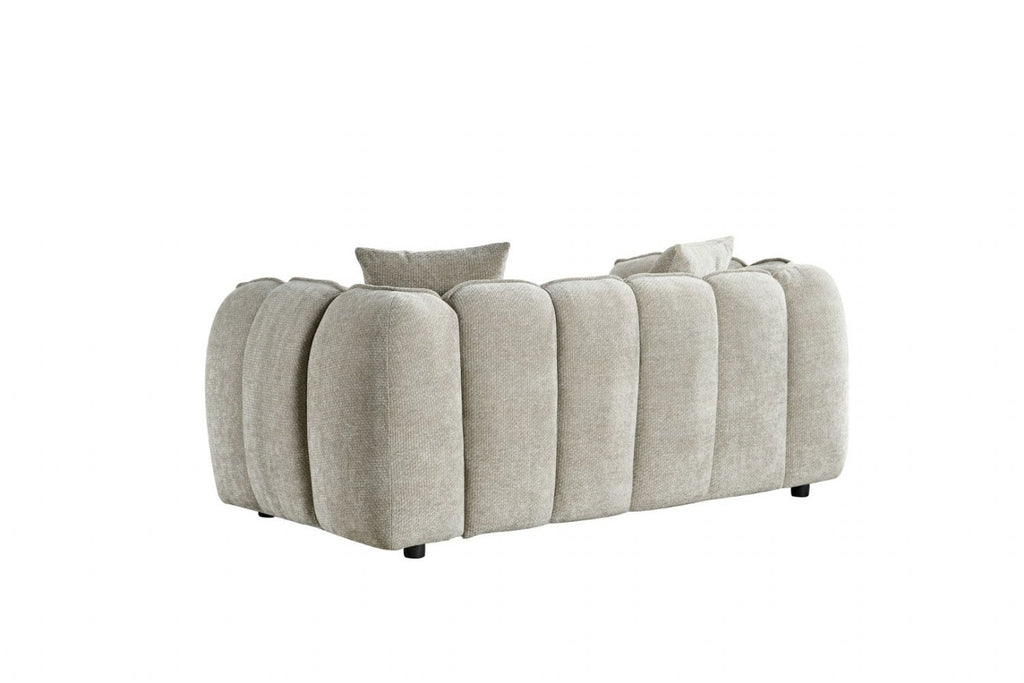 Beige Fabric Channel Tufted Design 2 Seater Sofa - Home Furniture Interiors