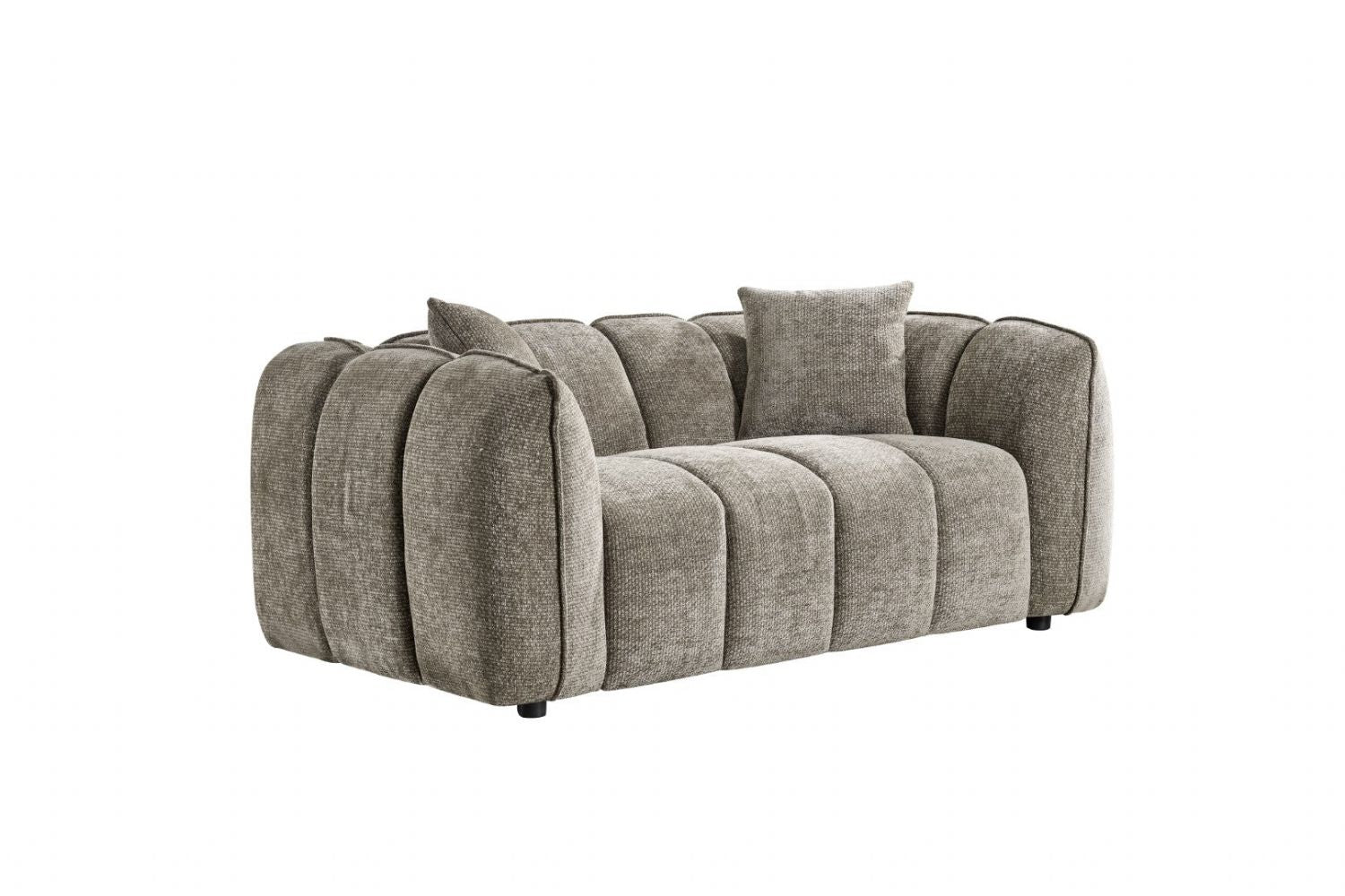 Mocha Fabric Channel Tufted Design 2 Seater Sofa - Home Furniture Interiors