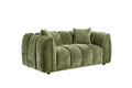 Olive Green Fabric Channel Tufted Design 2 Seater Sofa - Home Furniture Interiors