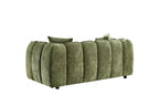 Olive Green Fabric Channel Tufted Design 2 Seater Sofa - Home Furniture Interiors
