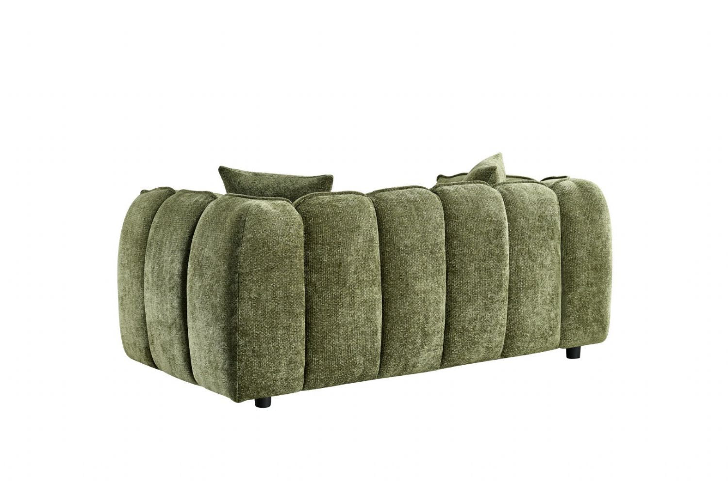 Olive Green Fabric Channel Tufted Design 2 Seater Sofa - Home Furniture Interiors