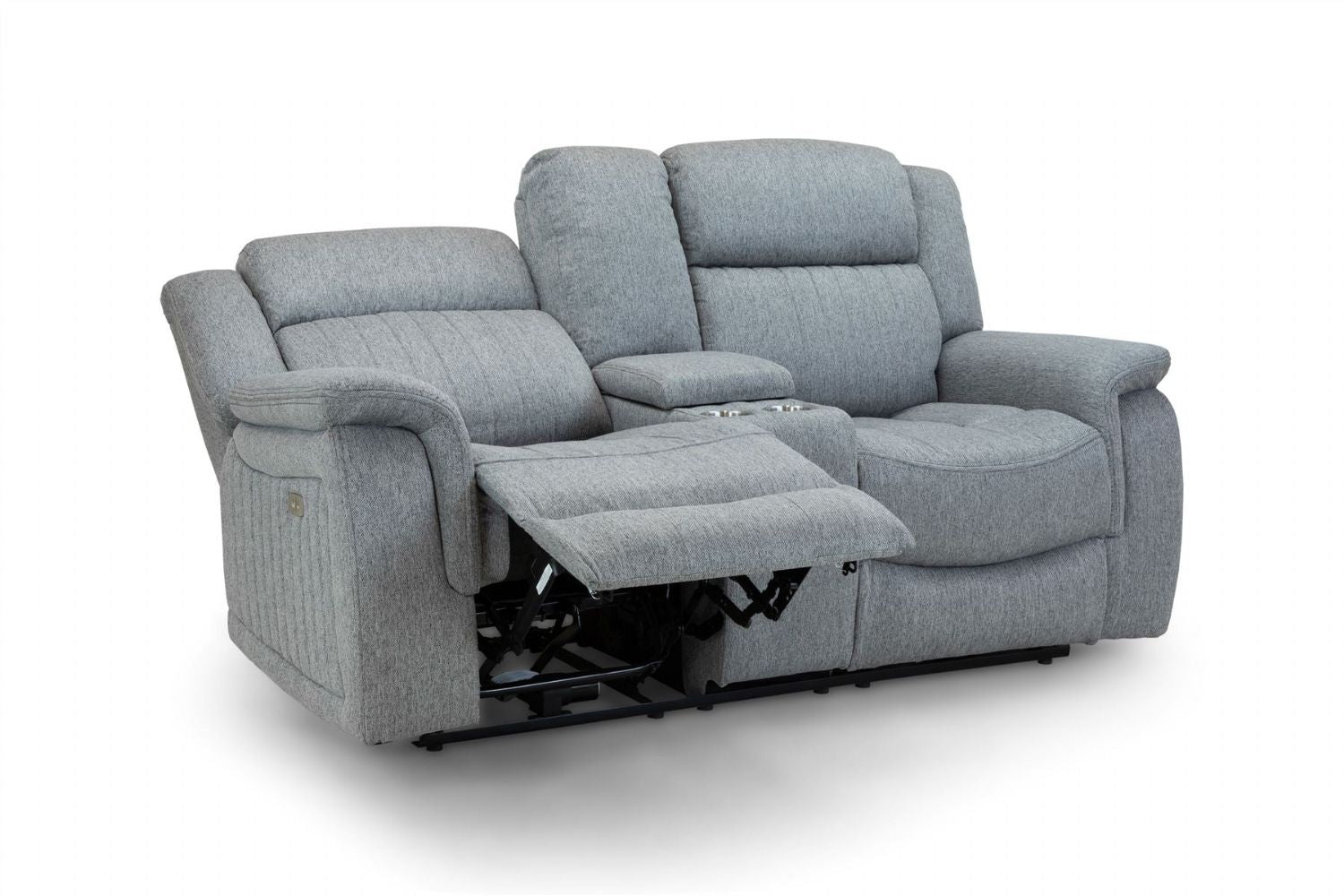 Grey Fabric 2 Seater Electric Recliner Sofa Pillow Top Arm - Home Furniture Interiors