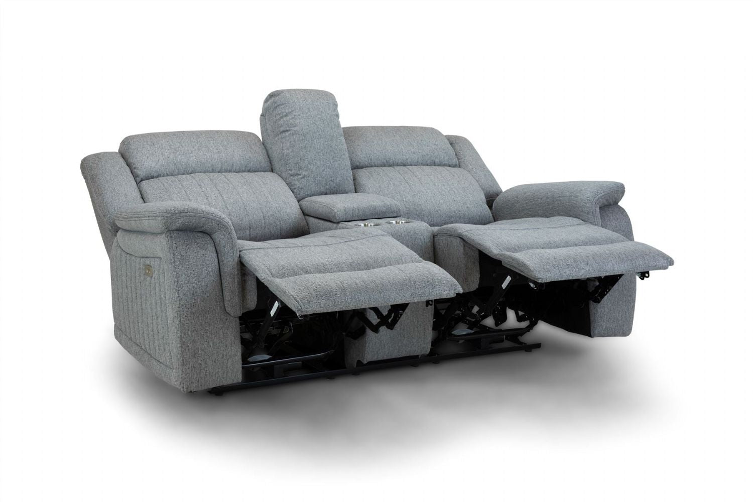 Grey Fabric 2 Seater Electric Recliner Sofa Pillow Top Arm - Home Furniture Interiors