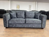 Charcoal Black Leather Effect High Back 3 Seater Sofa - Home Furniture Interiors