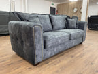Charcoal Black Leather Effect High Back 3 Seater Sofa - Home Furniture Interiors