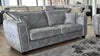 Silver Grey Velvet Effect Fabric 3 Seater High Back Sofa - Home Furniture Interiors