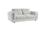 Beige Chenille Fabric 3 Seater Sofa with Chunky Arm Cushions - Home Furniture Interiors
