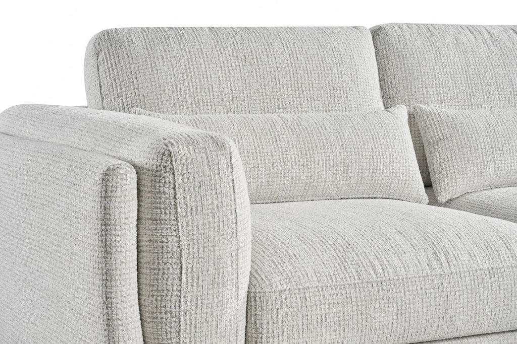 Beige Chenille Fabric 3 Seater Sofa with Chunky Arm Cushions - Home Furniture Interiors