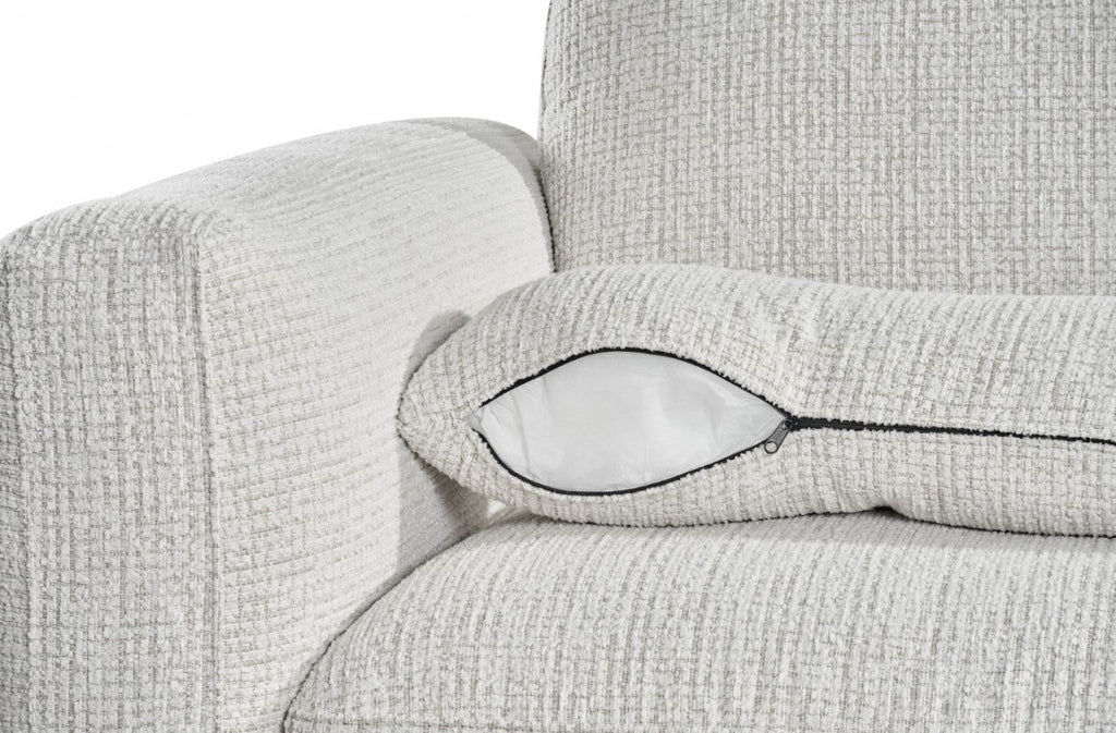 Beige Chenille Fabric 3 Seater Sofa with Chunky Arm Cushions - Home Furniture Interiors