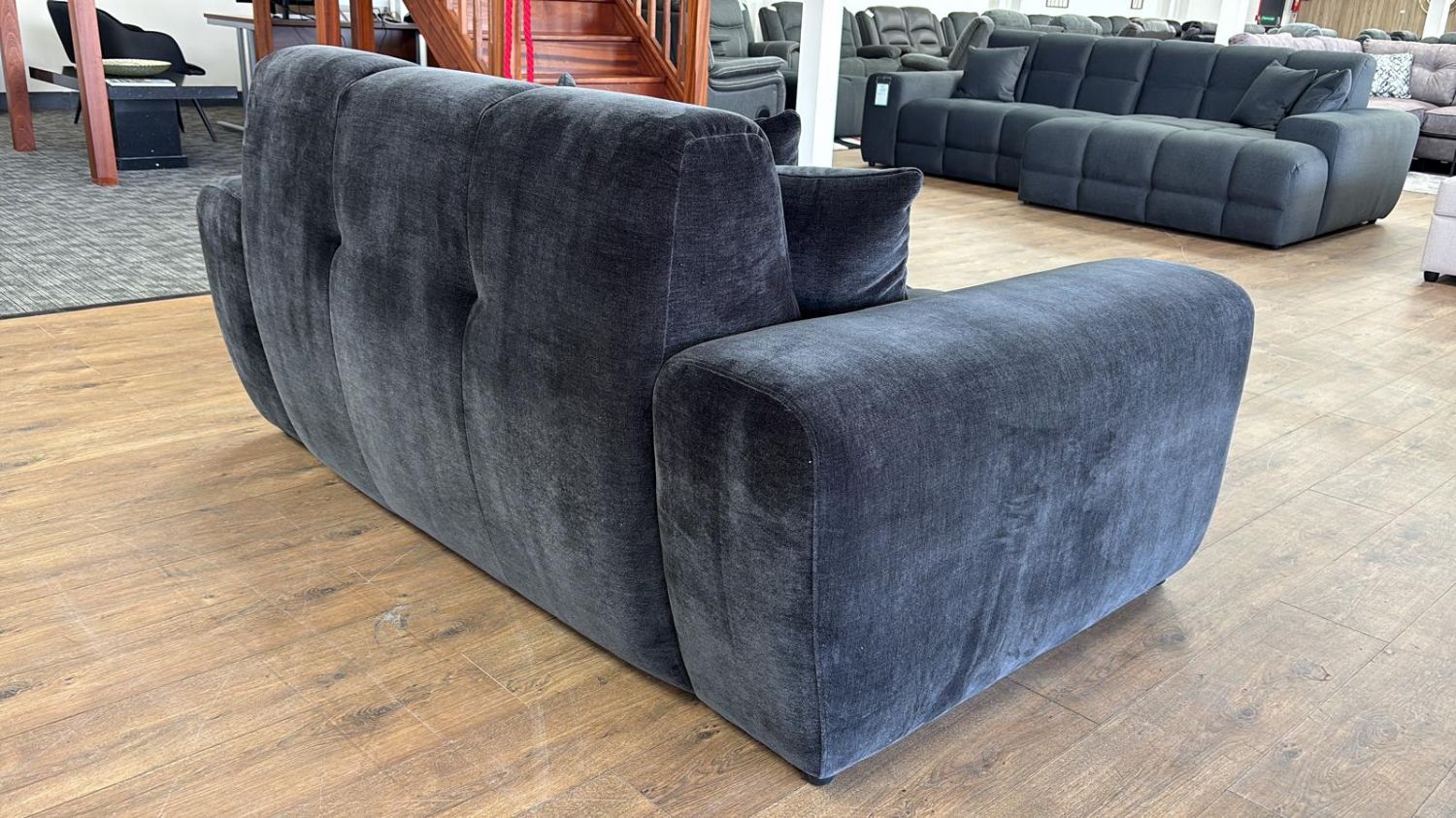 Black Velvet Fabric Upholstered 3 Seater Sofa - Home Furniture Interiors