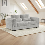 Grey Textured Fabric 3 Seater Sofa Laid Back Design - Home Furniture Interiors