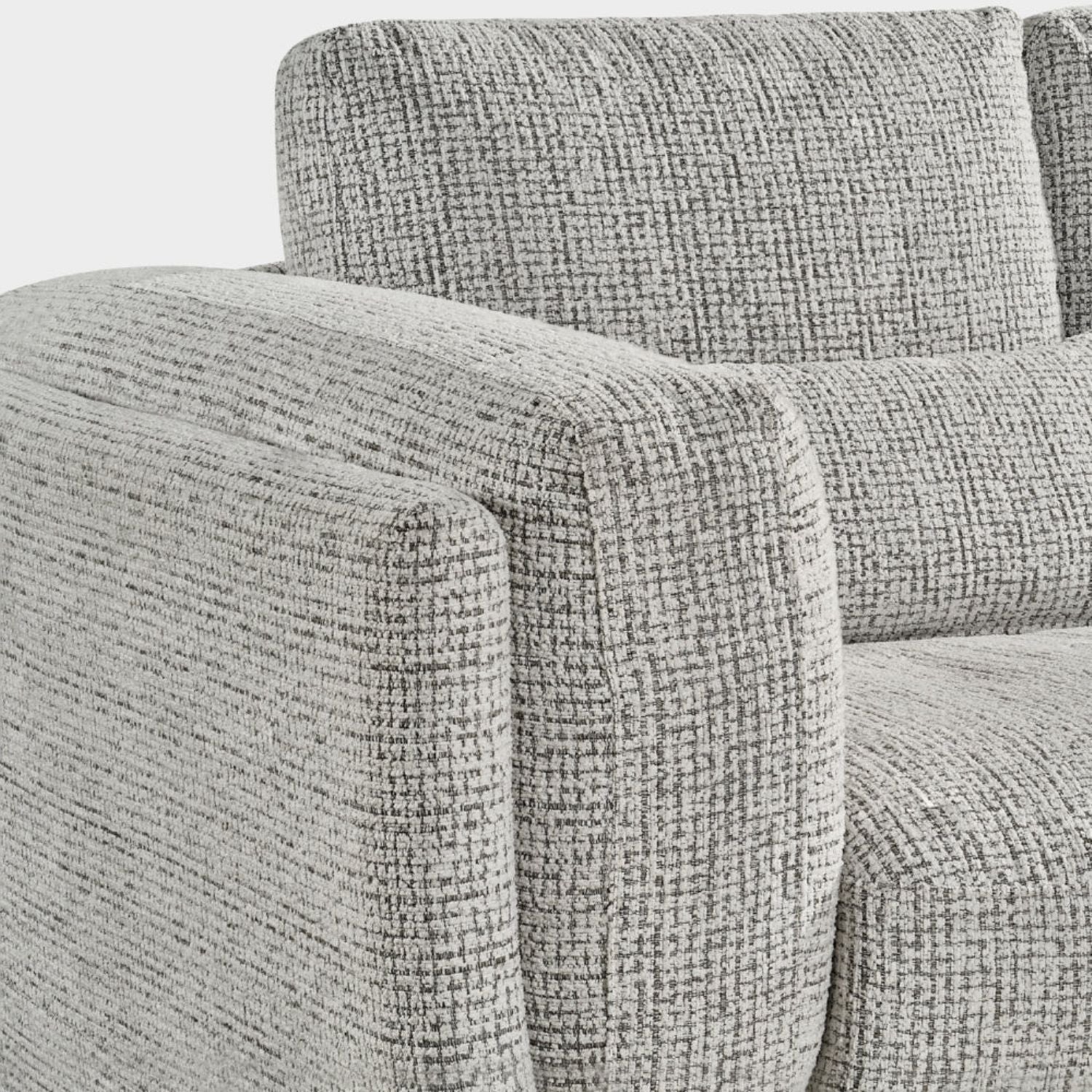 Grey Textured Fabric 3 Seater Sofa Laid Back Design - Home Furniture Interiors