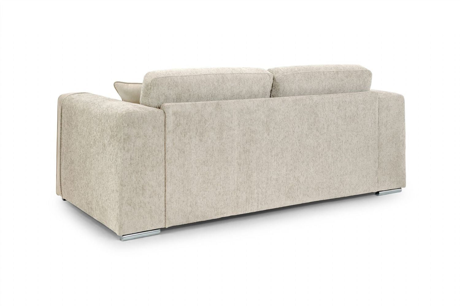 Beige Chenille Fabric Standard Back 3 Seater Sofa - Home Furniture Interiors