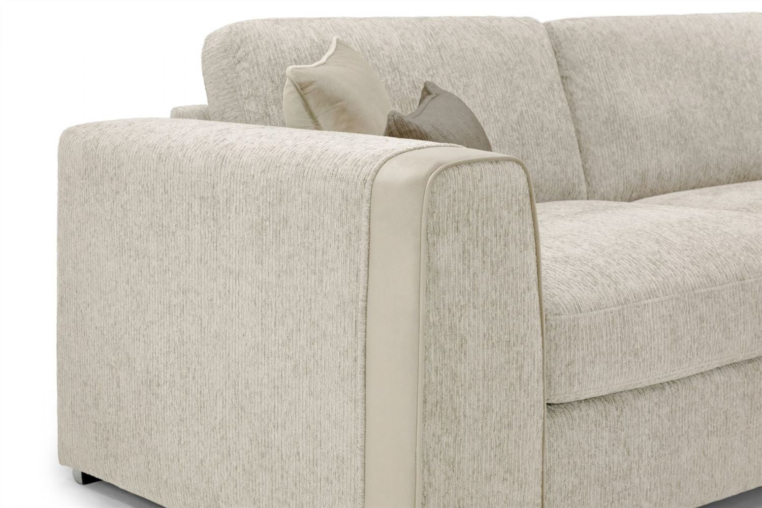 Beige Chenille Fabric Standard Back 3 Seater Sofa - Home Furniture Interiors
