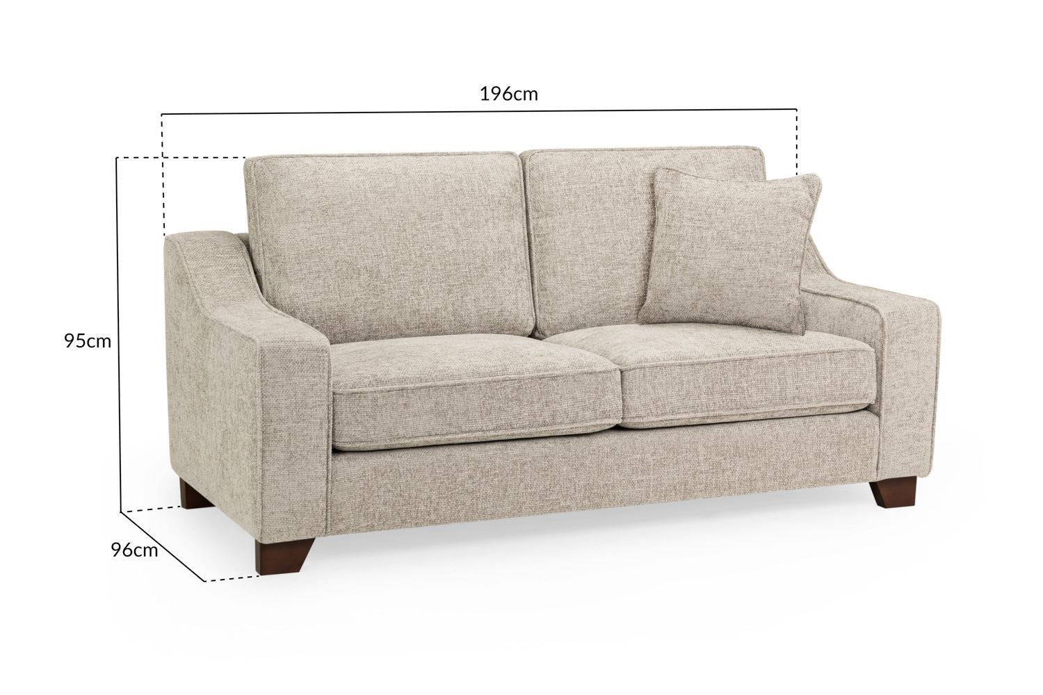 Stone Fabric Standard Back 3 Seater Sofa - Home Furniture Interiors