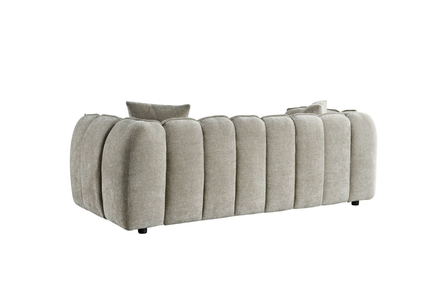 Beige Fabric Channel Tufted Design 3 Seater Sofa - Home Furniture Interiors