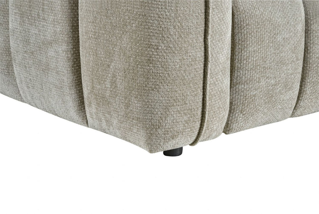 Beige Fabric Channel Tufted Design 3 Seater Sofa - Home Furniture Interiors