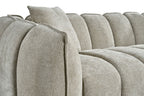 Beige Fabric Channel Tufted Design 3 Seater Sofa - Home Furniture Interiors