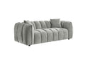 Grey Fabric Channel Tufted Design 3 Seater Sofa - Home Furniture Interiors