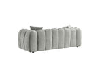 Grey Fabric Channel Tufted Design 3 Seater Sofa - Home Furniture Interiors