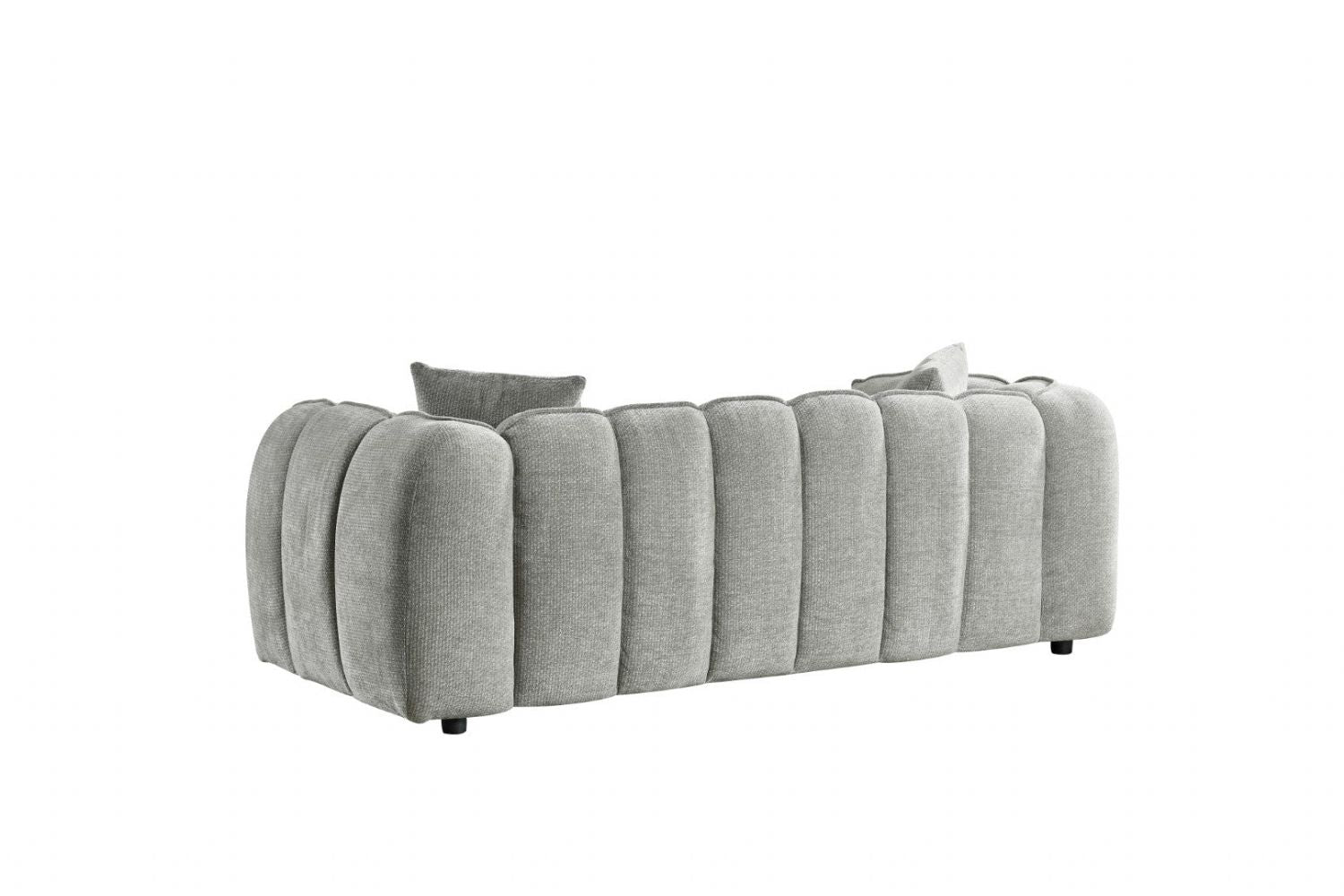 Grey Fabric Channel Tufted Design 3 Seater Sofa - Home Furniture Interiors