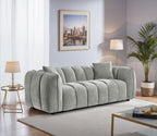 Grey Fabric Channel Tufted Design 3 Seater Sofa - Home Furniture Interiors
