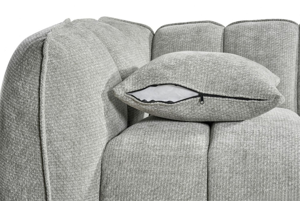 Grey Fabric Channel Tufted Design 3 Seater Sofa - Home Furniture Interiors