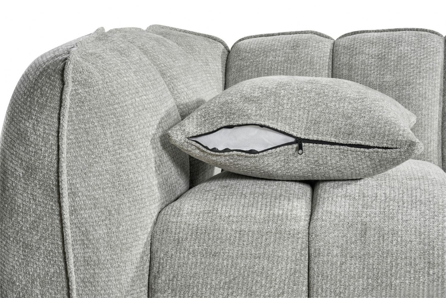 Grey Fabric Channel Tufted Design 3 Seater Sofa - Home Furniture Interiors