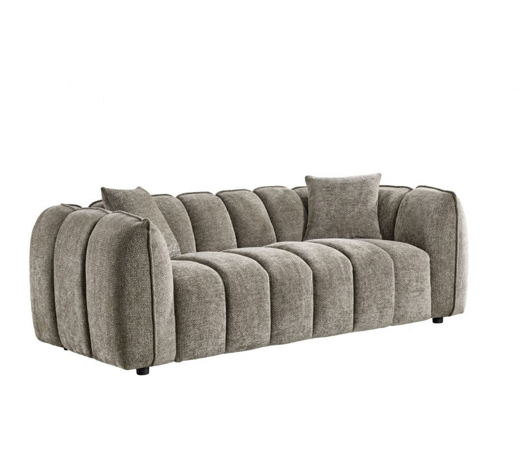 Mocha Fabric Channel Tufted Design 3 Seater Sofa - Home Furniture Interiors