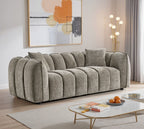 Mocha Fabric Channel Tufted Design 3 Seater Sofa - Home Furniture Interiors
