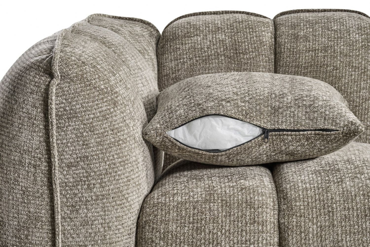 Mocha Fabric Channel Tufted Design 3 Seater Sofa - Home Furniture Interiors