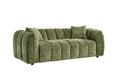 Olive Green Fabric Channel Tufted Design 3 Seater Sofa - Home Furniture Interiors