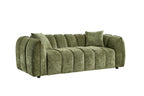 Olive Green Fabric Channel Tufted Design 3 Seater Sofa - Home Furniture Interiors