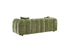 Olive Green Fabric Channel Tufted Design 3 Seater Sofa - Home Furniture Interiors