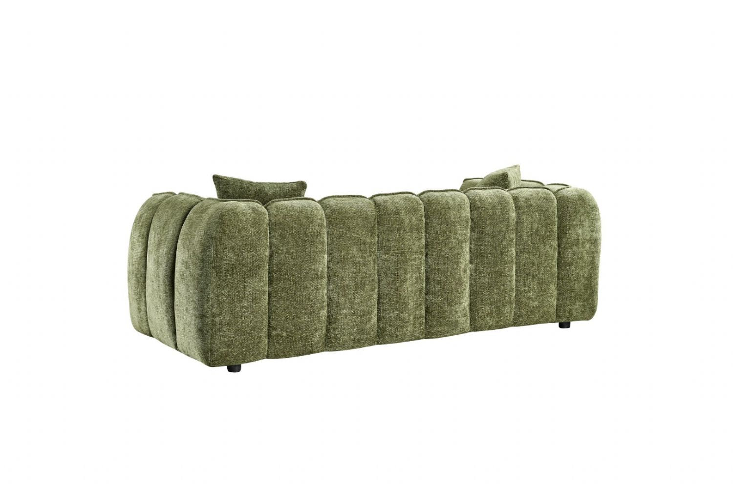 Olive Green Fabric Channel Tufted Design 3 Seater Sofa - Home Furniture Interiors