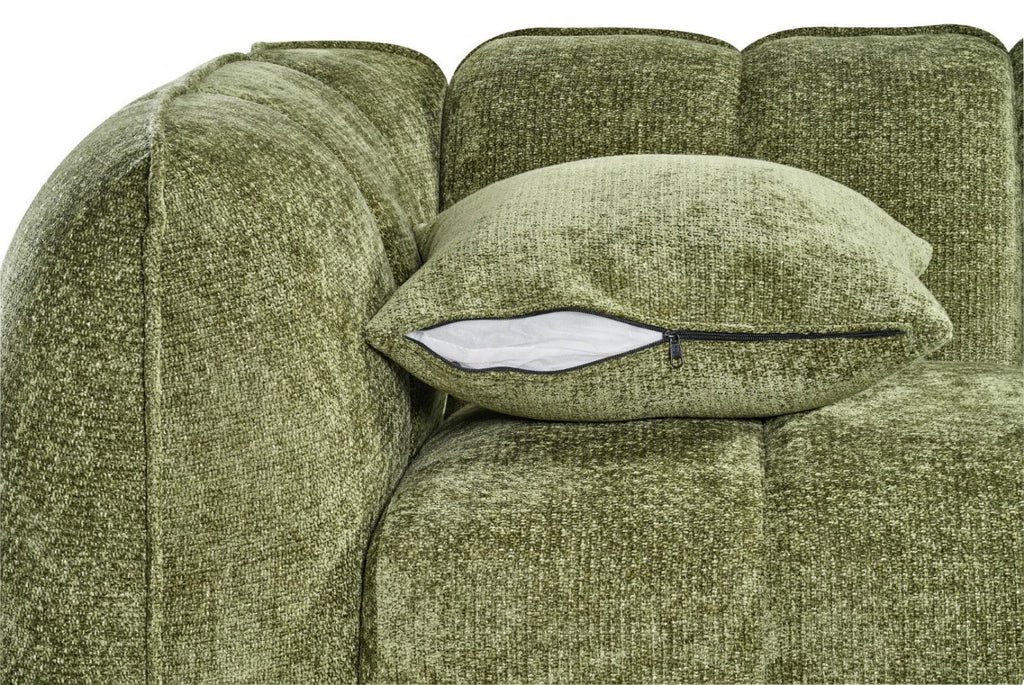 Olive Green Fabric Channel Tufted Design 3 Seater Sofa - Home Furniture Interiors