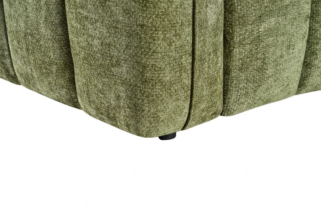 Olive Green Fabric Channel Tufted Design 3 Seater Sofa - Home Furniture Interiors