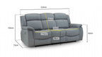 Grey Fabric 3 Seater Electric Recliner Sofa Pillow Top Arms - Home Furniture Interiors