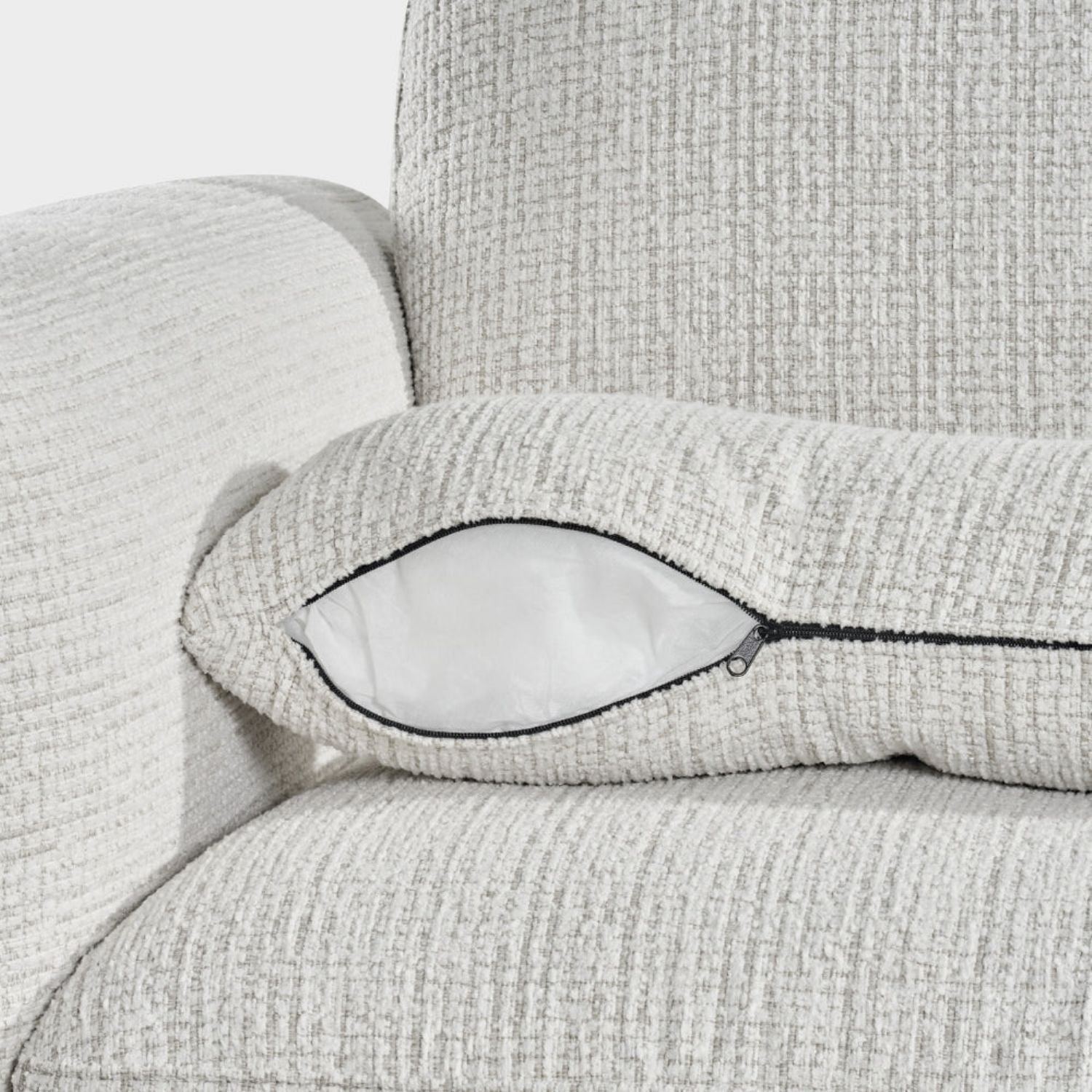Beige Textured Fabric Armchair Laid Back Design - Home Furniture Interiors