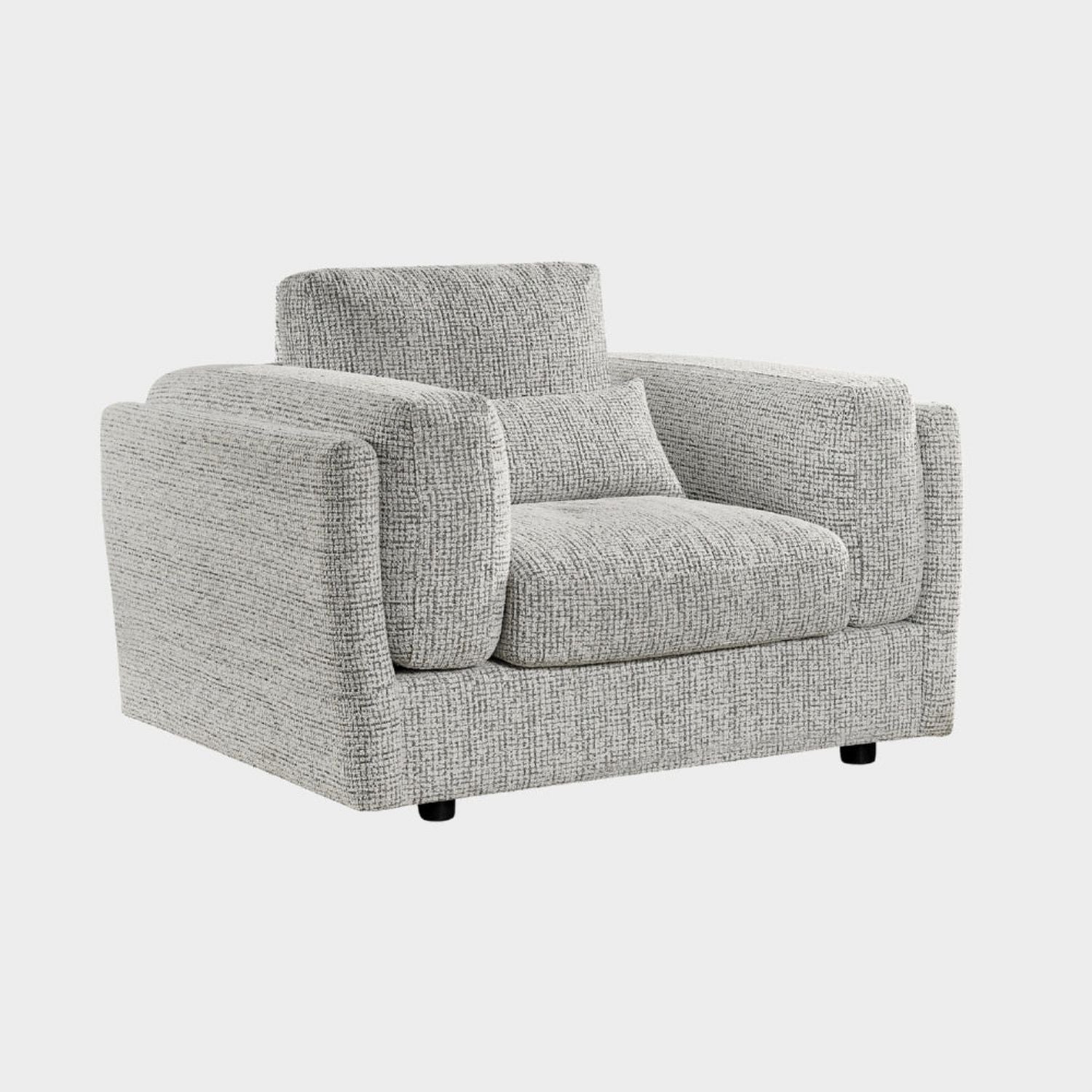 Grey Chenille Fabric Laid Back Armchair - Home Furniture Interiors