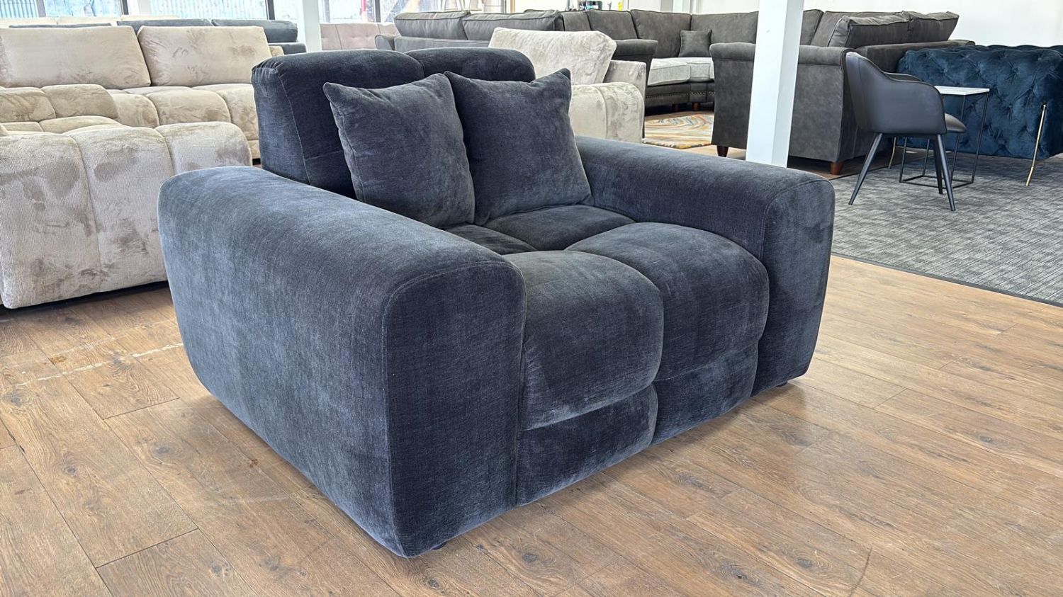 Black Fabric Armchair with Scatter Cushions - Home Furniture Interiors
