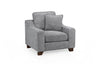 Slate Grey Woven Fabric Armchair Wooden Feet - Home Furniture Interiors