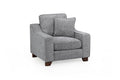 Slate Grey Woven Fabric Armchair Wooden Feet - Home Furniture Interiors