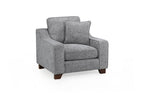 Slate Grey Woven Fabric Armchair Wooden Feet - Home Furniture Interiors